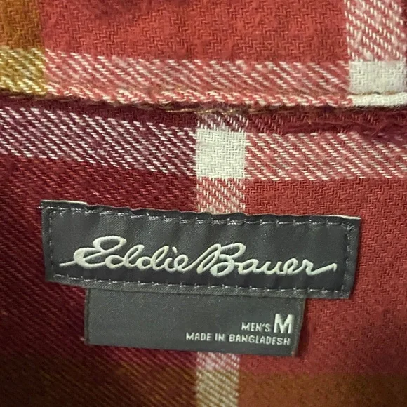 Eddie Bauer Men's Casual Plaid Shirt - Red and Brown - Picture 2 of 4